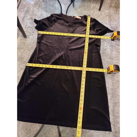 Michael Kors Velvet Black Polyester Round Neck Short Sleeve Knee Length Dress XL - Picture 11 of 12